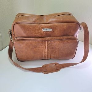 World Traveler Mens Duffle Bag Leather brown size 15"x11"x7" - 1.85lb- Brown
